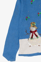 Vintage Blue Crystal Kobe Snowmen Ugly Christmas Cardigan (2000s)