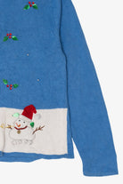 Vintage Blue Crystal Kobe Snowmen Ugly Christmas Cardigan (2000s)