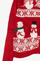 Vintage Red Holiday Traditions Snowmen Ugly Christmas Cardigan (2000s)