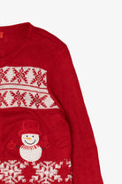 Vintage Red Holiday Traditions Snowmen Ugly Christmas Cardigan (2000s)