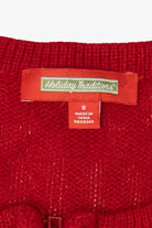 Vintage Red Holiday Traditions Snowmen Ugly Christmas Cardigan (2000s)