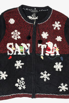 Vintage Black All Points Santa Ugly Christmas Cardigan (1990s)