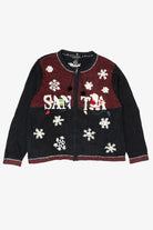 Vintage Black All Points Santa Ugly Christmas Cardigan (1990s)