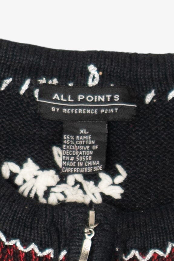 Vintage Black All Points Santa Ugly Christmas Cardigan (1990s)