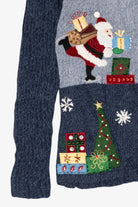 Vintage Navy Blue Dressbarn Santa Ugly Christmas Cardigan (1990s)