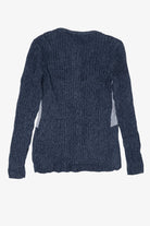Vintage Navy Blue Dressbarn Santa Ugly Christmas Cardigan (1990s)
