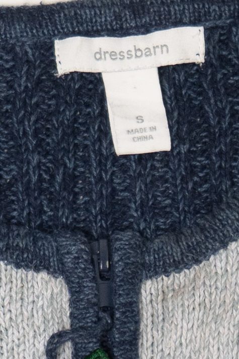 Vintage Navy Blue Dressbarn Santa Ugly Christmas Cardigan (1990s)
