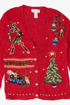 Vintage Red Petite Sophisticate Ugly Christmas Cardigan (1990s)