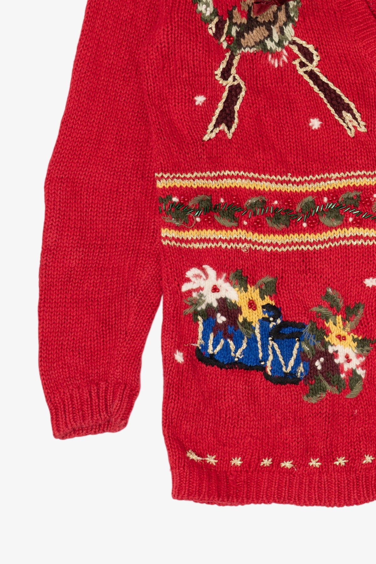 Vintage Red Petite Sophisticate Ugly Christmas Cardigan (1990s)