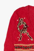 Vintage Red Petite Sophisticate Ugly Christmas Cardigan (1990s)