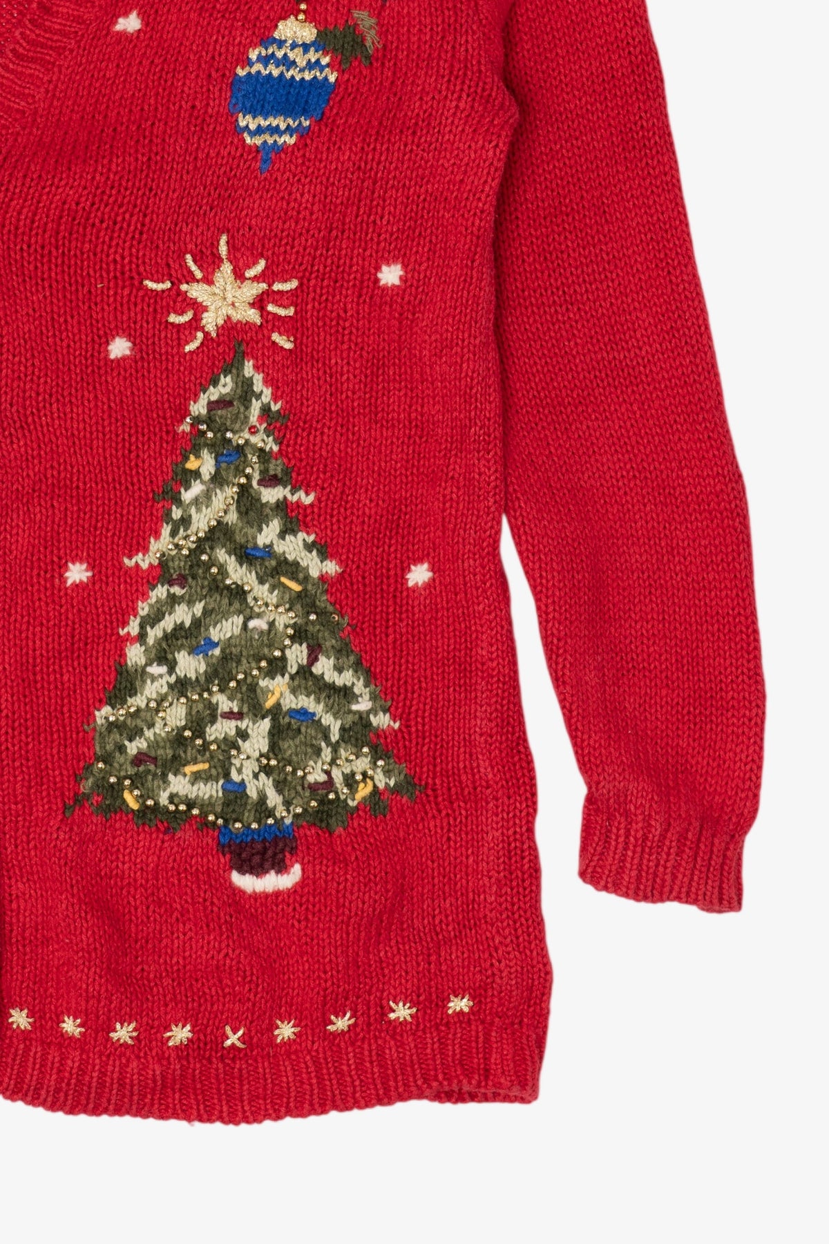 Vintage Red Petite Sophisticate Ugly Christmas Cardigan (1990s)