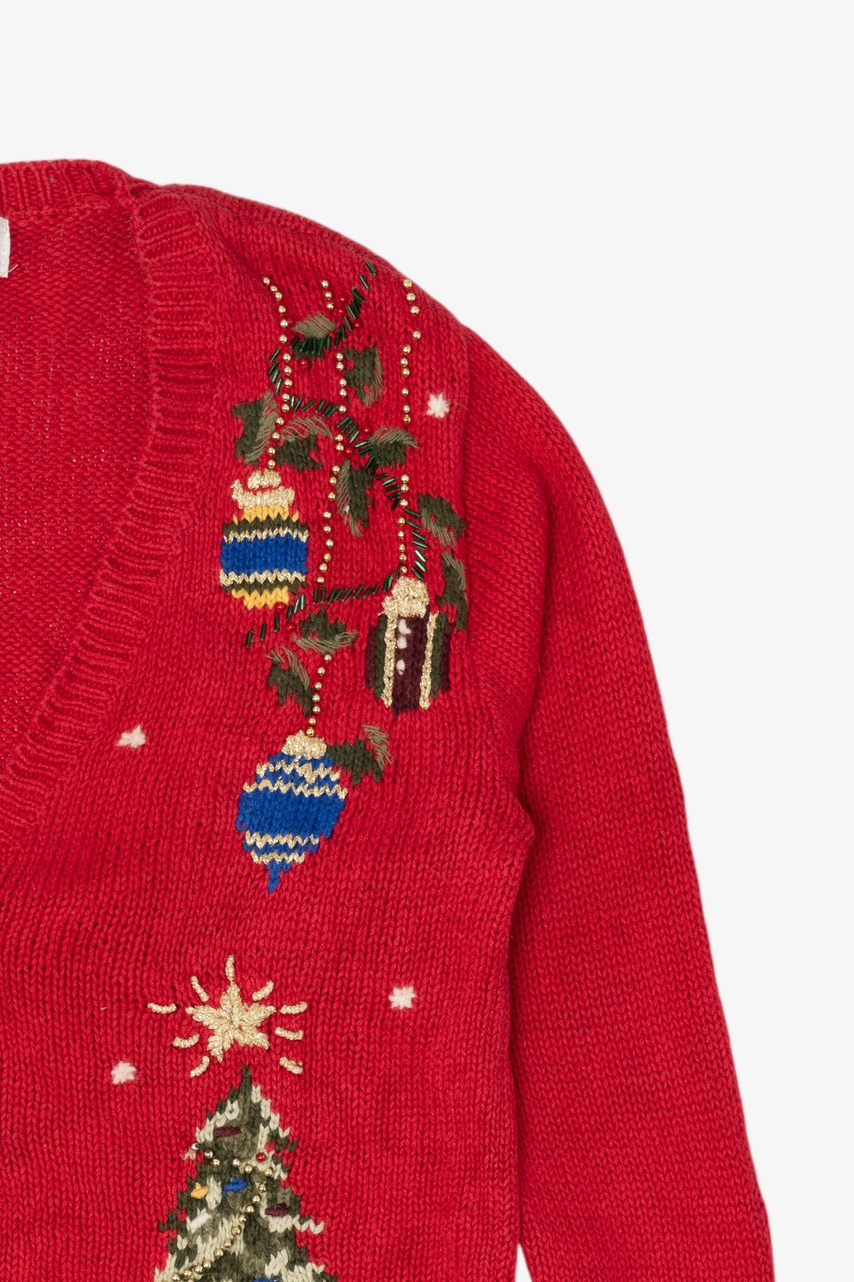 Vintage Red Petite Sophisticate Ugly Christmas Cardigan (1990s)