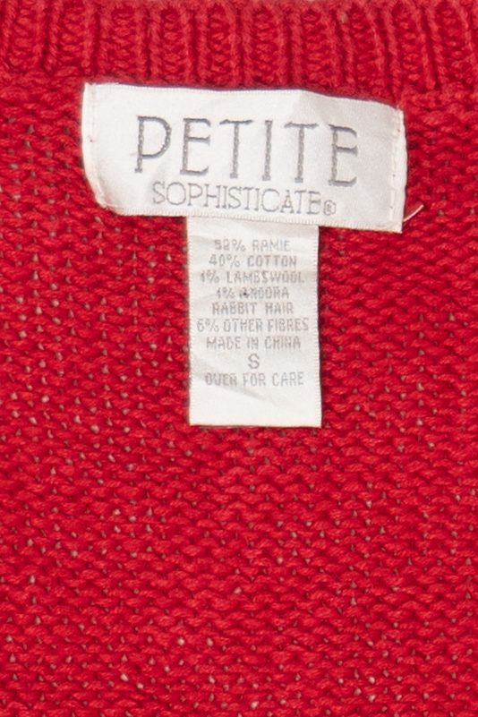 Vintage Red Petite Sophisticate Ugly Christmas Cardigan (1990s)