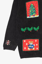 Vintage Black Marisa Christina Snowmen Ugly Christmas Cardigan (2000s)