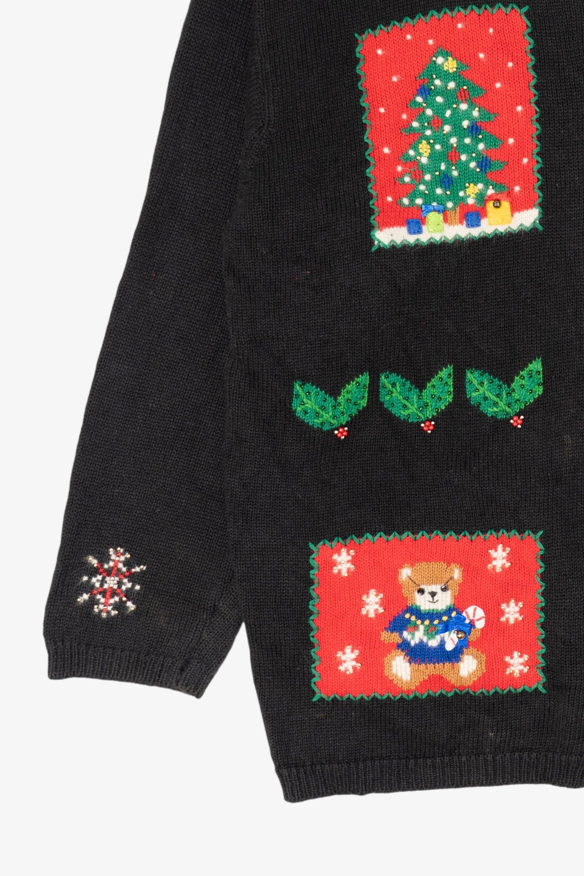 Vintage Black Marisa Christina Snowmen Ugly Christmas Cardigan (2000s)
