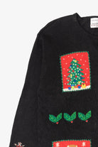 Vintage Black Marisa Christina Snowmen Ugly Christmas Cardigan (2000s)