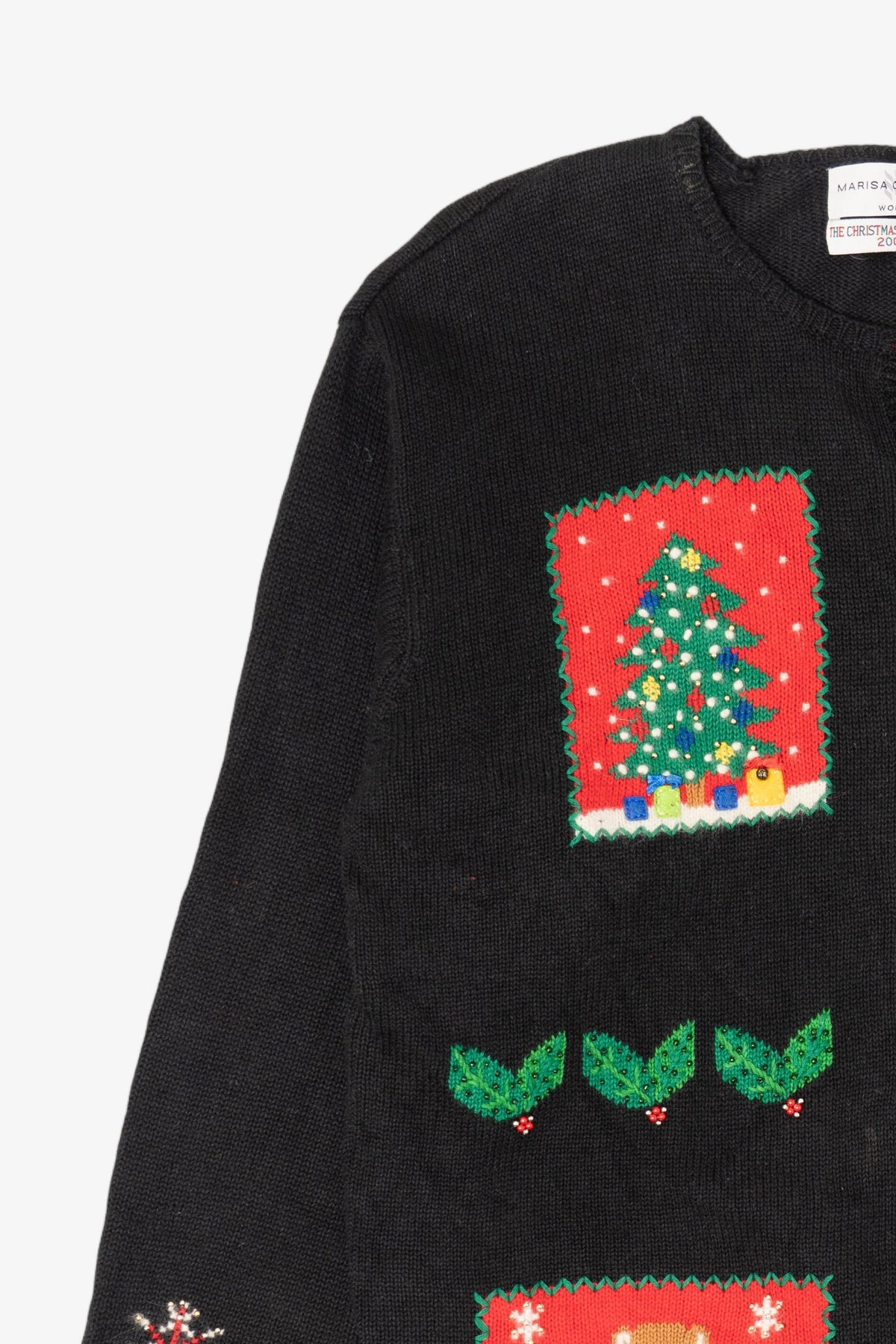 Vintage Black Marisa Christina Snowmen Ugly Christmas Cardigan (2000s)