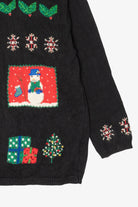 Vintage Black Marisa Christina Snowmen Ugly Christmas Cardigan (2000s)