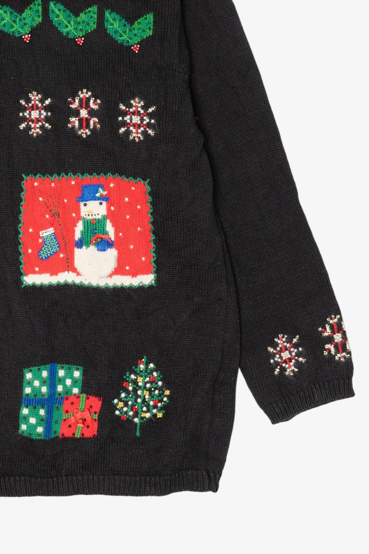 Vintage Black Marisa Christina Snowmen Ugly Christmas Cardigan (2000s)