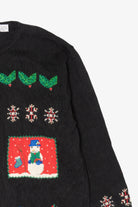 Vintage Black Marisa Christina Snowmen Ugly Christmas Cardigan (2000s)