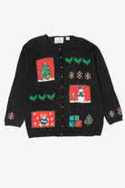 Vintage Black Marisa Christina Snowmen Ugly Christmas Cardigan (2000s)