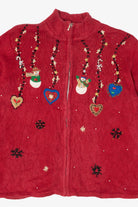 Vintage Red Karen Scott Snowmen Ugly Christmas Cardigan (1990s)