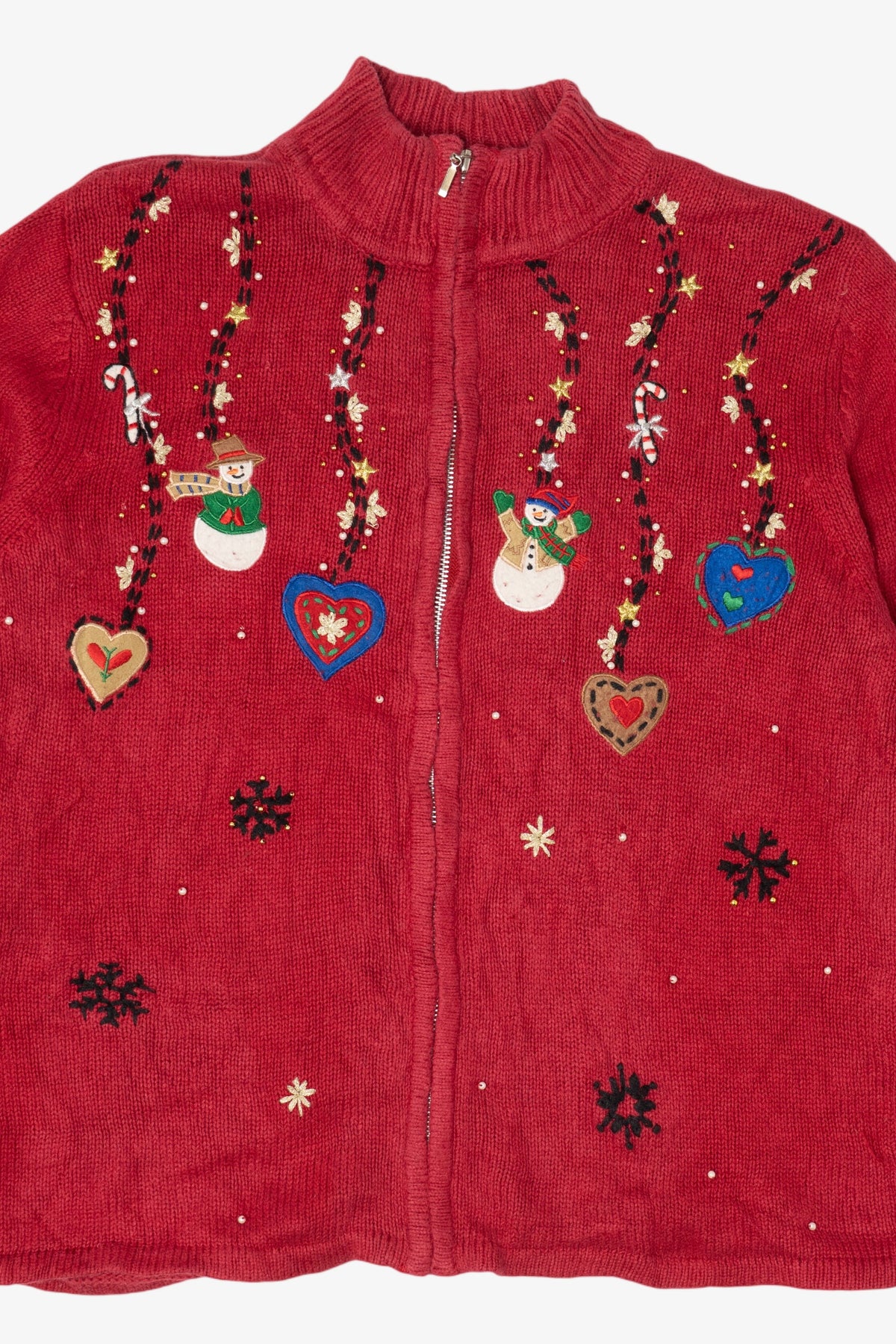 Vintage Red Karen Scott Snowmen Ugly Christmas Cardigan (1990s)