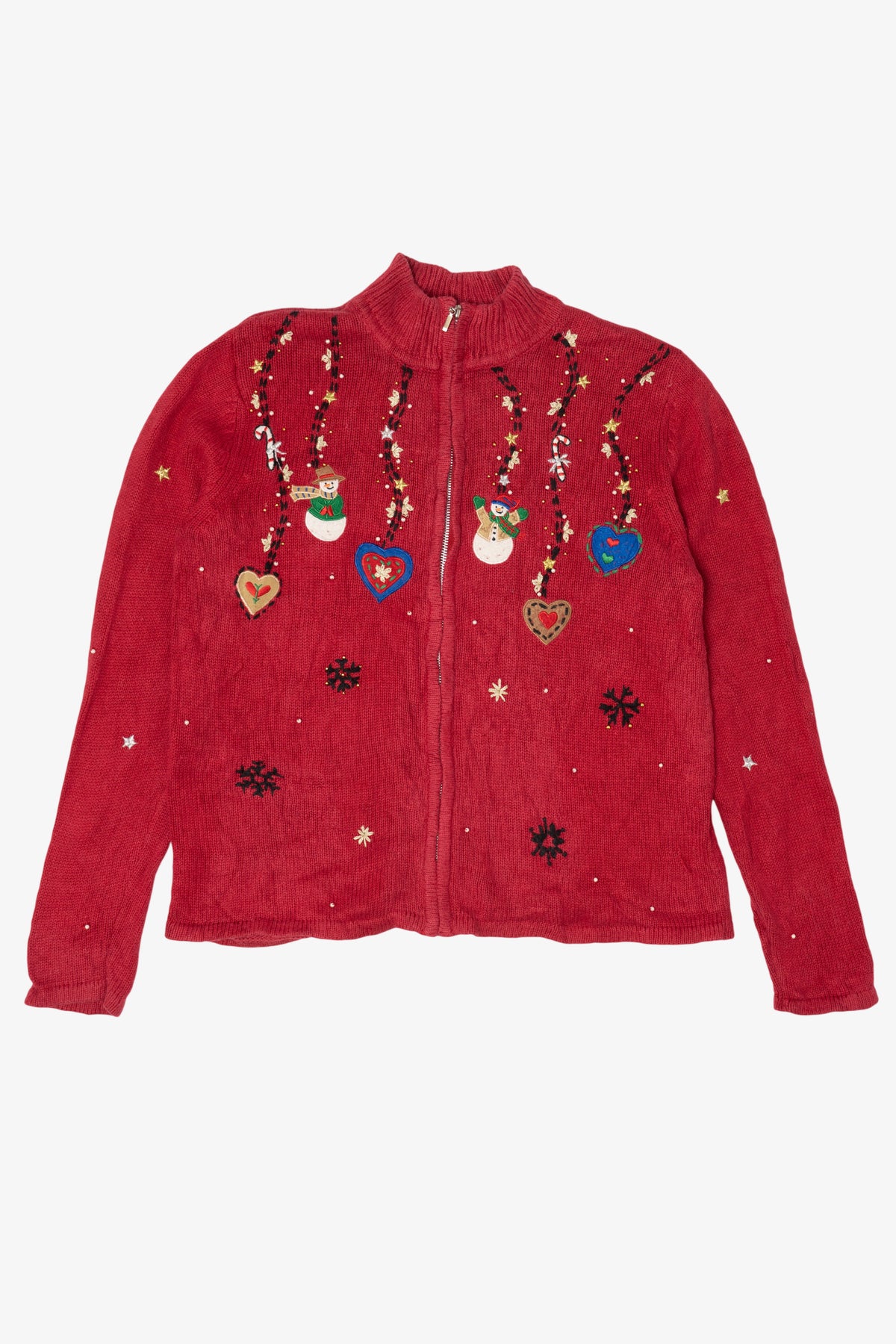 Vintage Red Karen Scott Snowmen Ugly Christmas Cardigan (1990s)