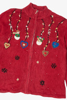 Vintage Red Karen Scott Snowmen Ugly Christmas Cardigan (1990s)