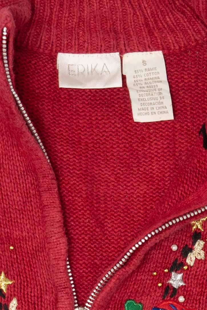 Vintage Red Karen Scott Snowmen Ugly Christmas Cardigan (1990s)