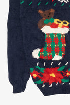 Vintage Navy Blue Karen Scott Ugly Christmas Cardigan (1990s)