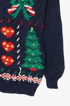 Vintage Navy Blue Karen Scott Ugly Christmas Cardigan (1990s)
