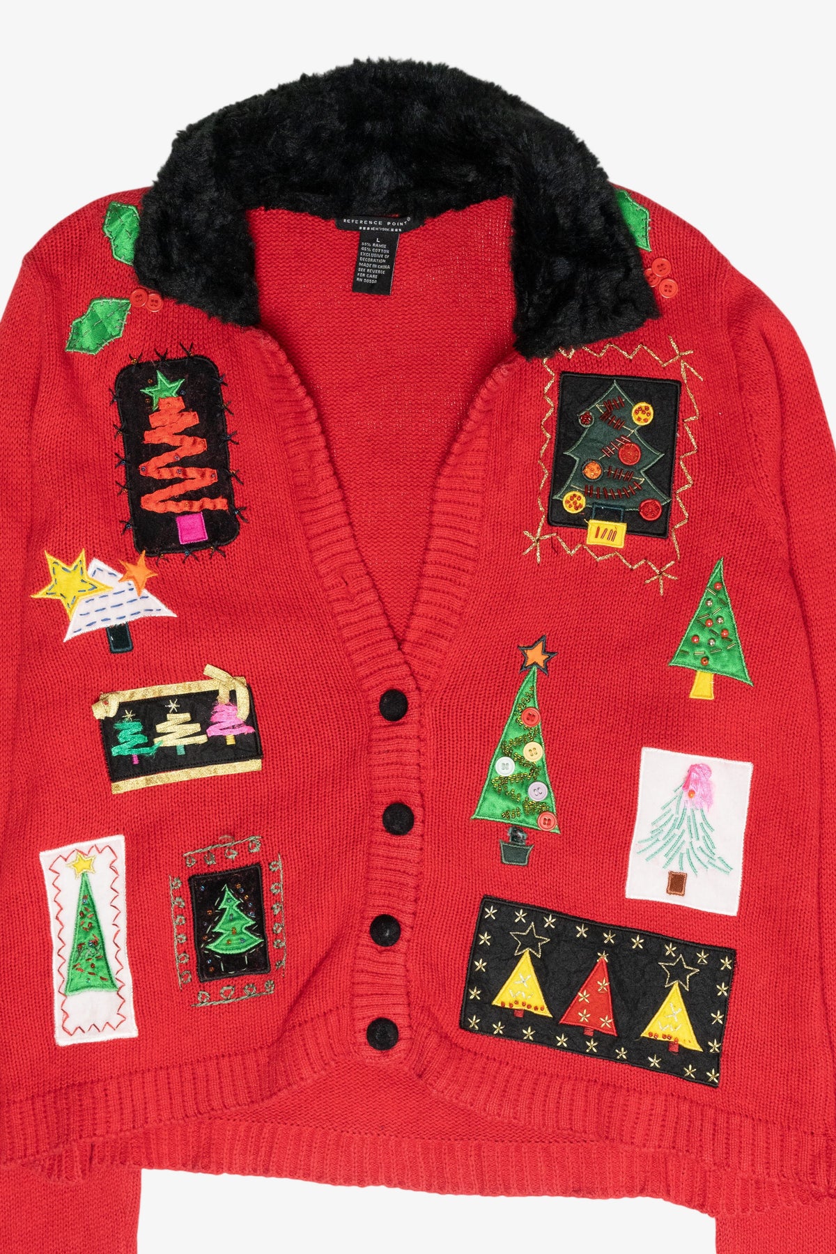 Zany Trees Vintage Ugly Christmas Cardigan (2000s)