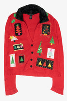 Zany Trees Vintage Ugly Christmas Cardigan (2000s)