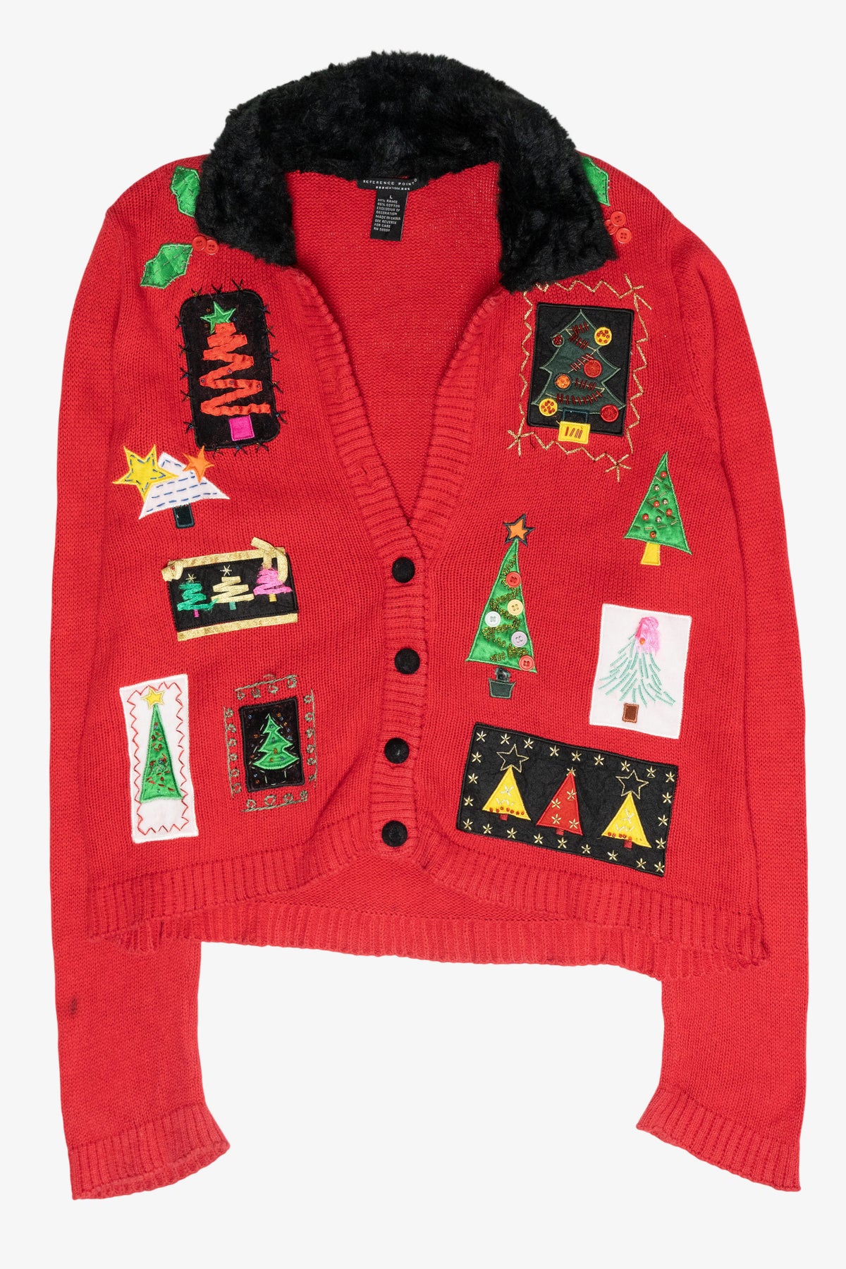 Zany Trees Vintage Ugly Christmas Cardigan (2000s)