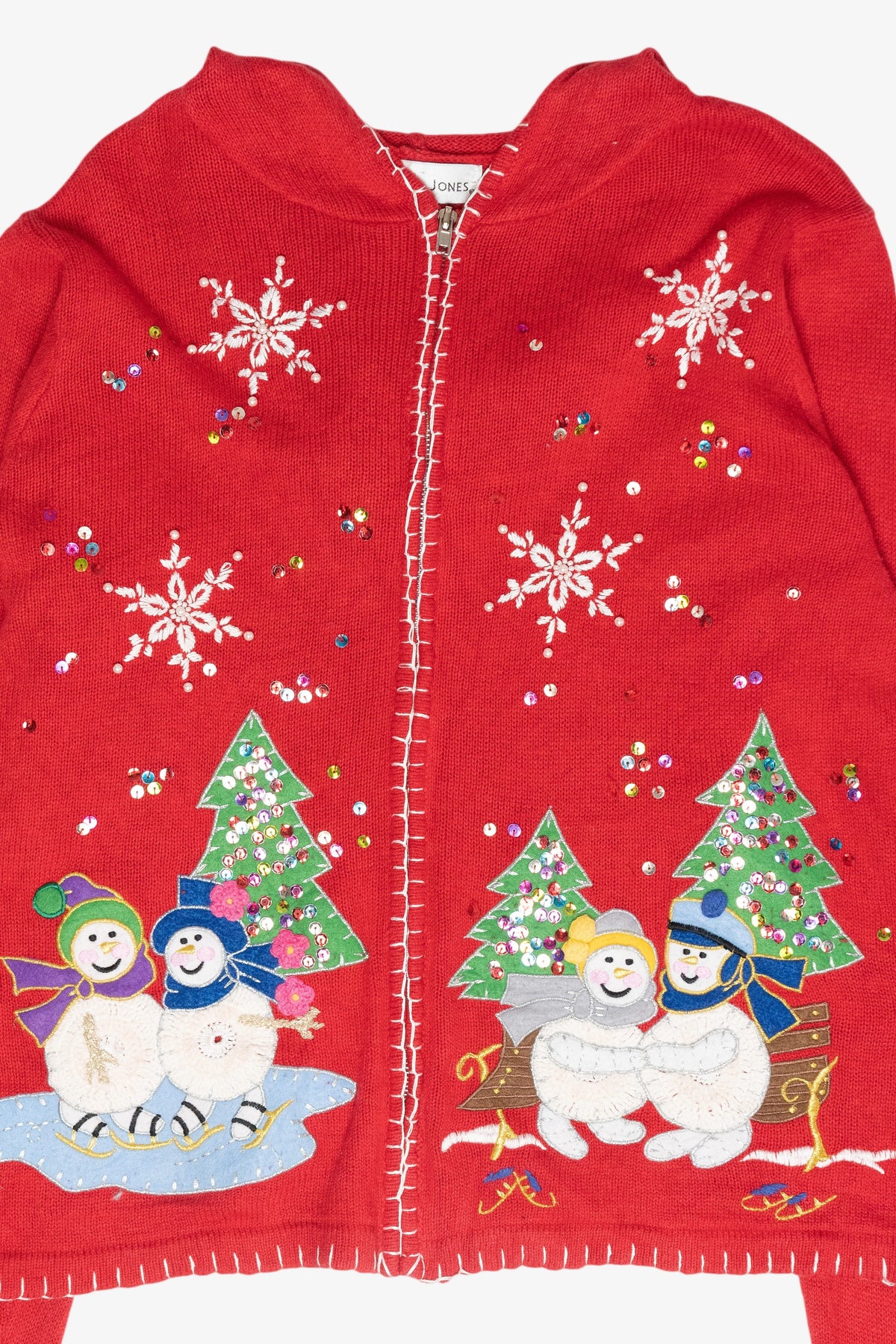 Snowmen Vintage Ugly Christmas Zip Cardigan (2000s)