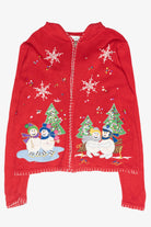 Snowmen Vintage Ugly Christmas Zip Cardigan (2000s)