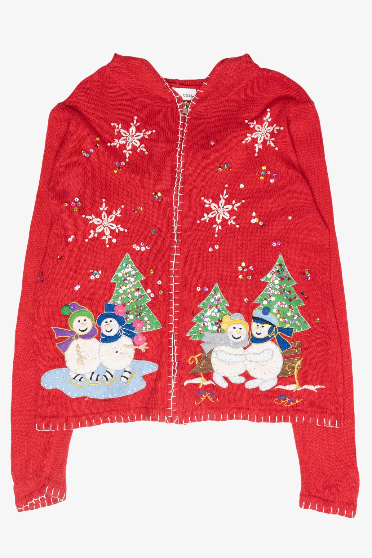 Snowmen Vintage Ugly Christmas Zip Cardigan (2000s)