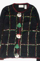Sequin Snowmen Vintage Ugly Christmas Cardigan (1990s)