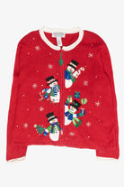 Silly Snowmen Vintage Ugly Christmas Cardigan (2000s)