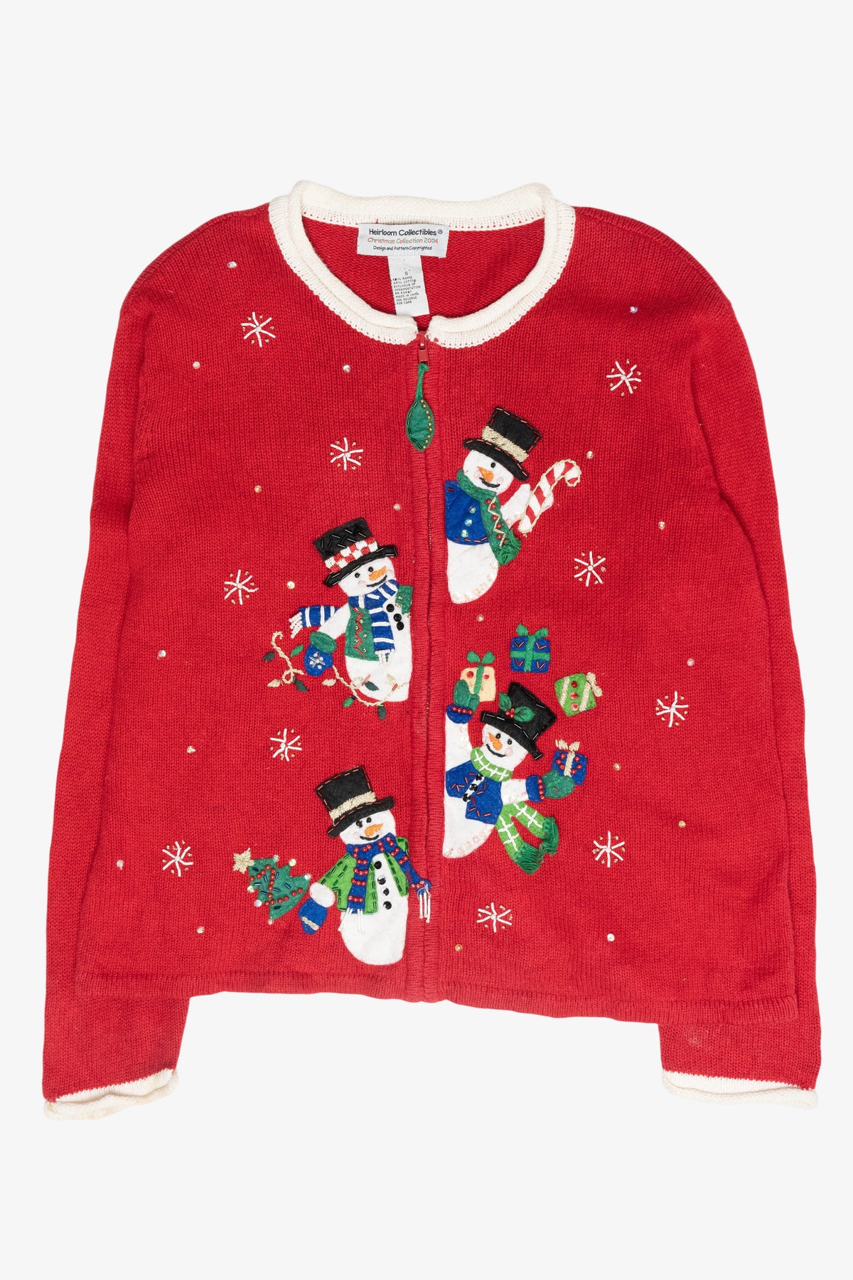 Silly Snowmen Vintage Ugly Christmas Cardigan (2000s)