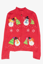 Funky Snowmen Vintage Ugly Christmas Zip Cardigan (2000s)
