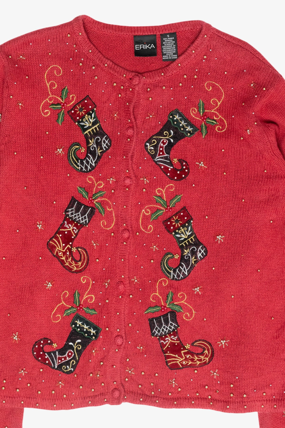 Elf Stockings Vintage Ugly Christmas Cardigan (2000s)