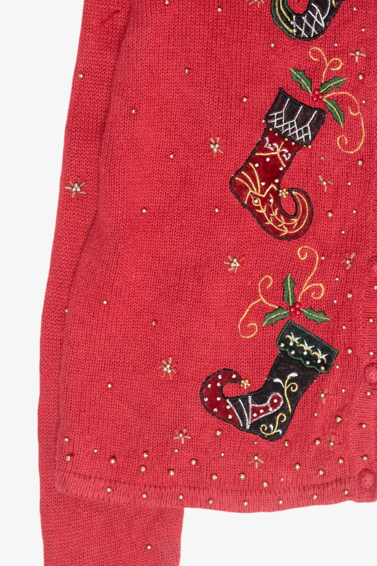 Elf Stockings Vintage Ugly Christmas Cardigan (2000s)