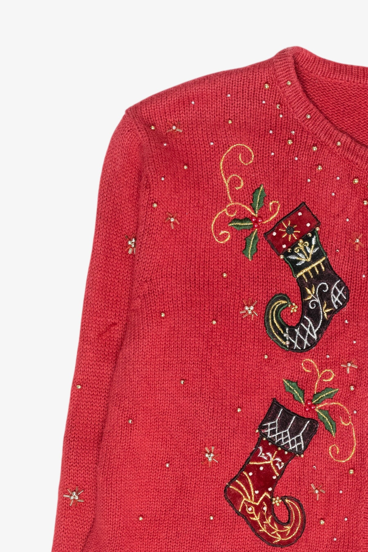 Elf Stockings Vintage Ugly Christmas Cardigan (2000s)