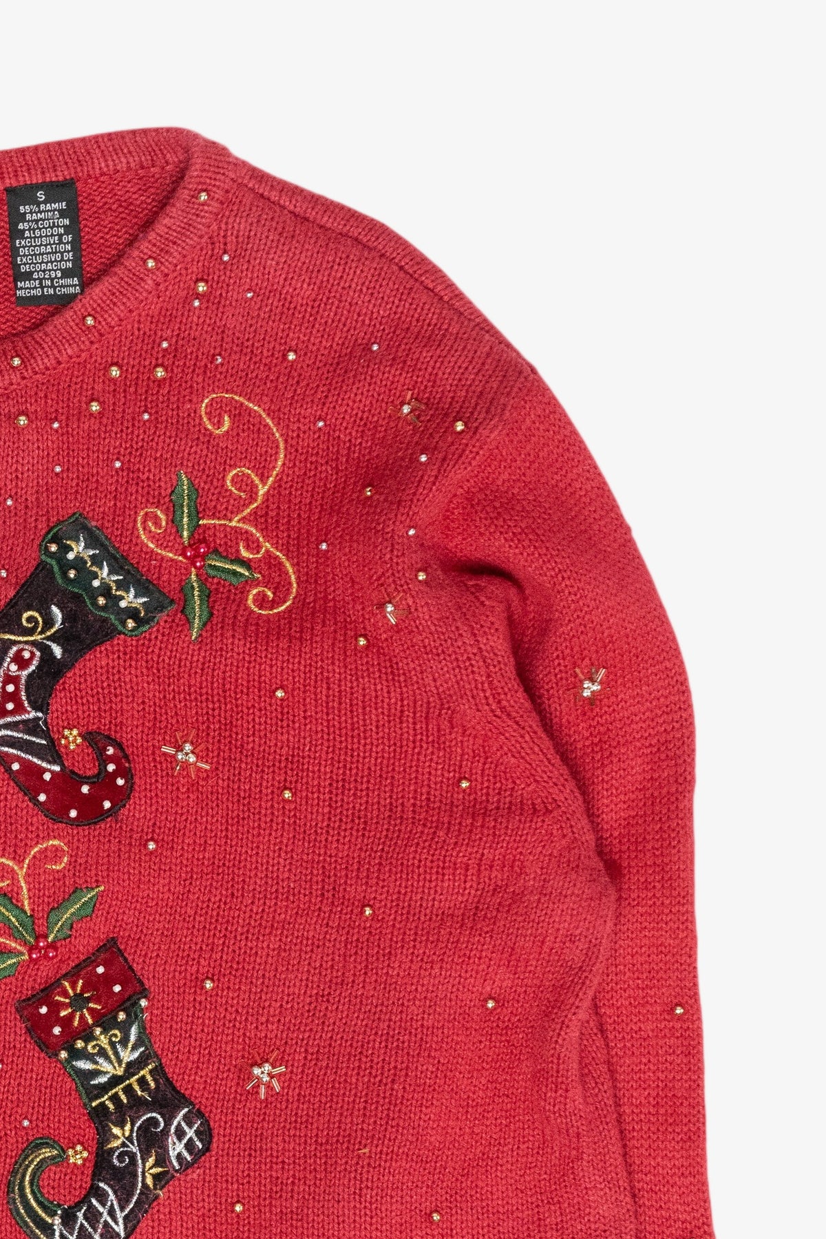 Elf Stockings Vintage Ugly Christmas Cardigan (2000s)