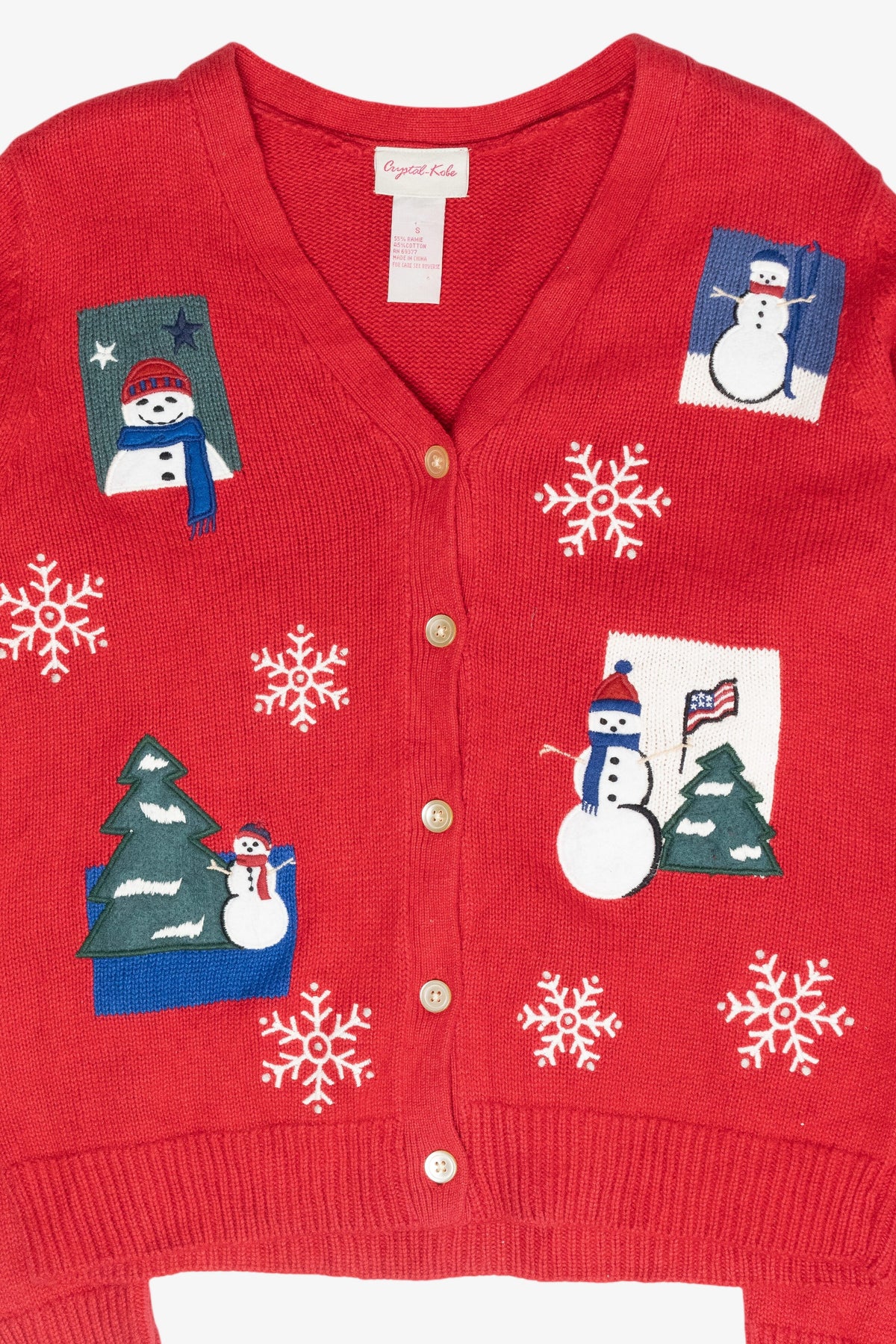 Patriotic Snowmen Vintage Ugly Christmas Cardigan (2000s)