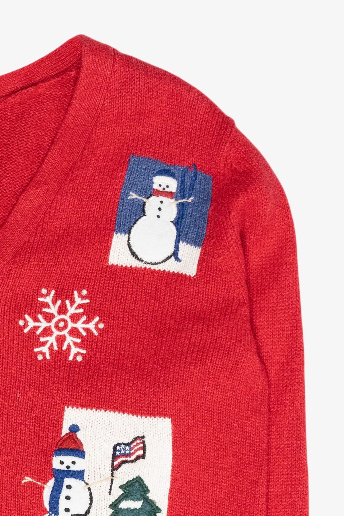 Patriotic Snowmen Vintage Ugly Christmas Cardigan (2000s)