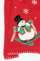 Skiing Snowmen Vintage Ugly Christmas Cardigan (2000s)
