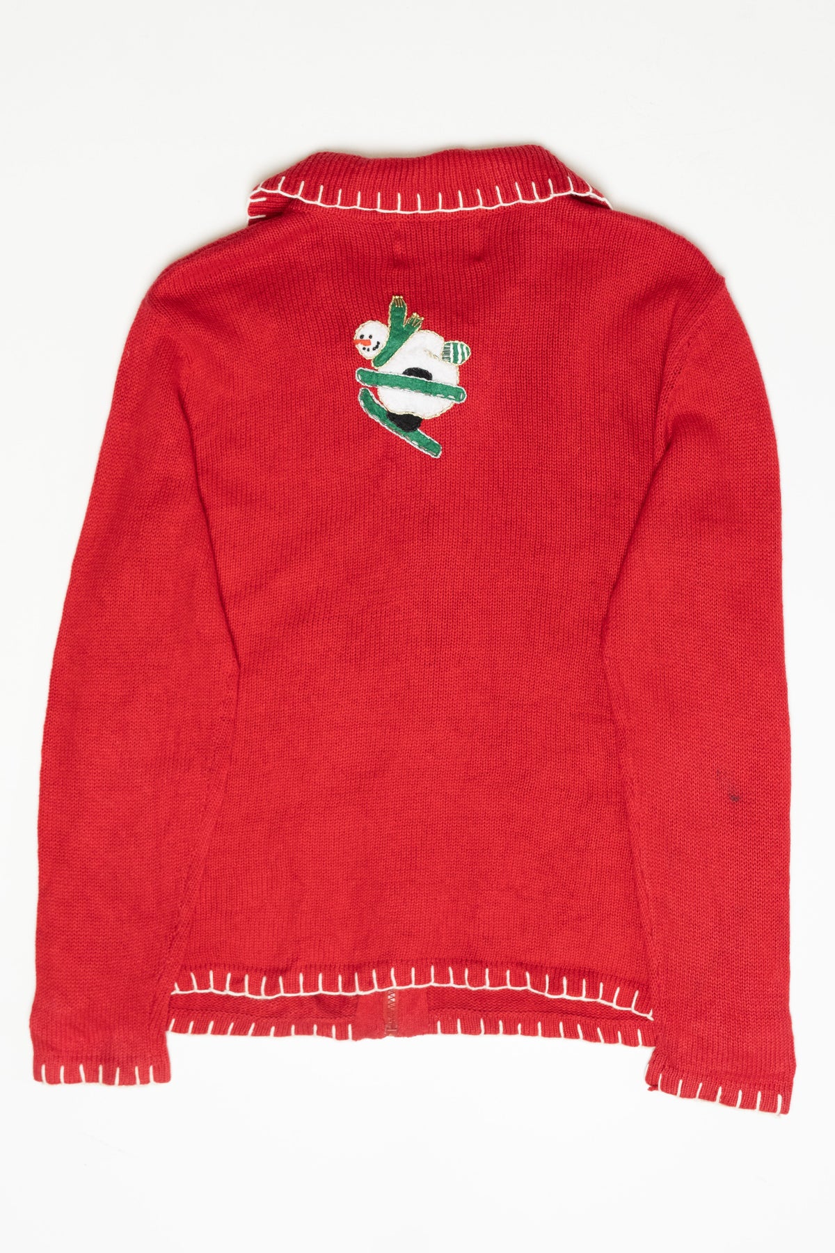 Skiing Snowmen Vintage Ugly Christmas Cardigan (2000s)